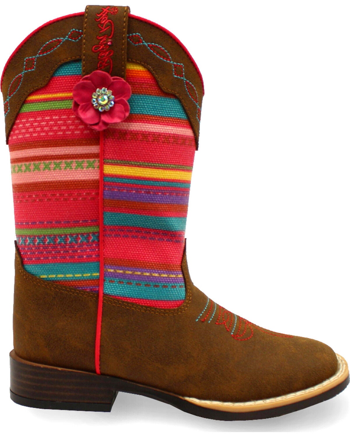 Blazin Roxx Girls' Camilla Serepa Boots - Square Toe, Medium Brown, hi-res