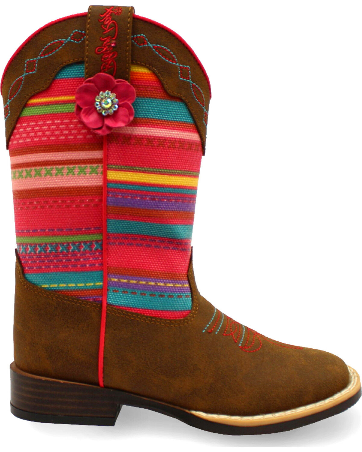 Image #1 - Blazin Roxx Girls' Camilla Serepa Boots - Square Toe, Medium Brown, hi-res