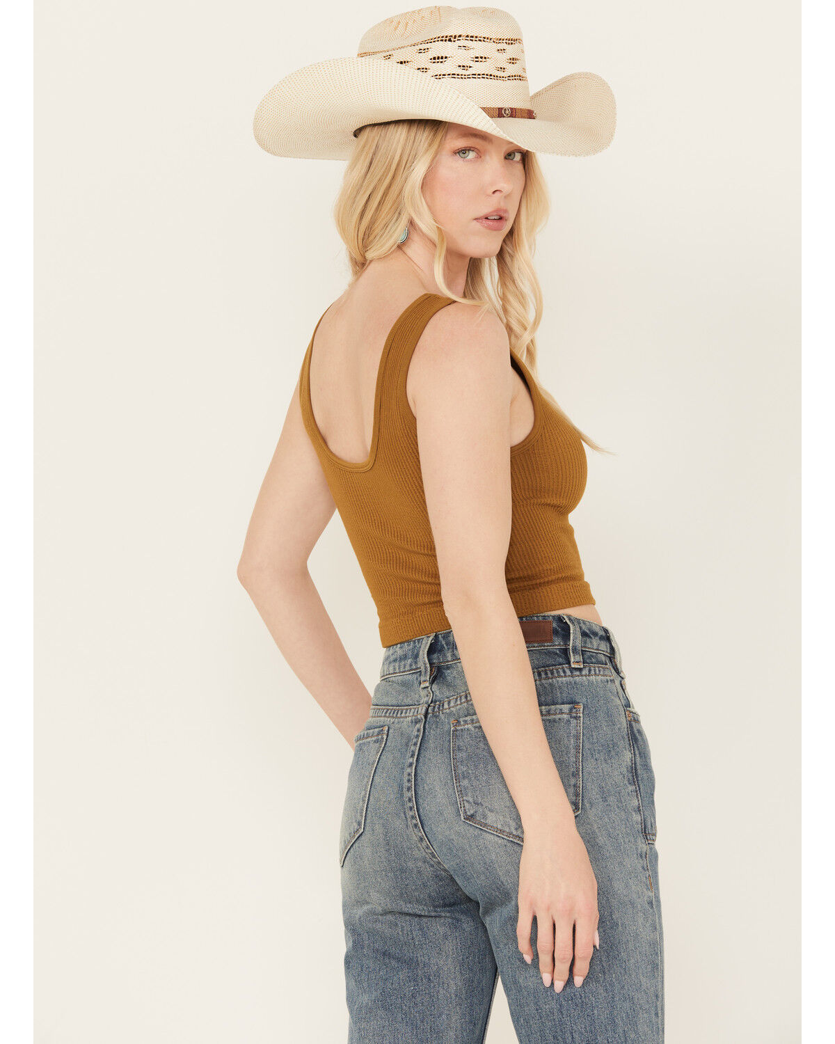 Image #4 - By Together Women's Seamless V Neck Tank Top, Olive, hi-res