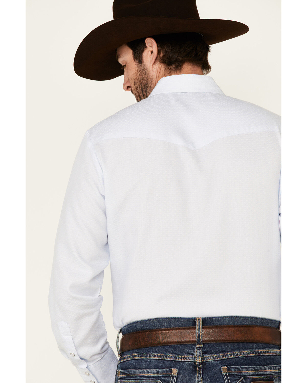 Image #5 - Roper Men's Classic Tone On Tone Solid Long Sleeve Pearl Snap Western Shirt, Light Blue, hi-res