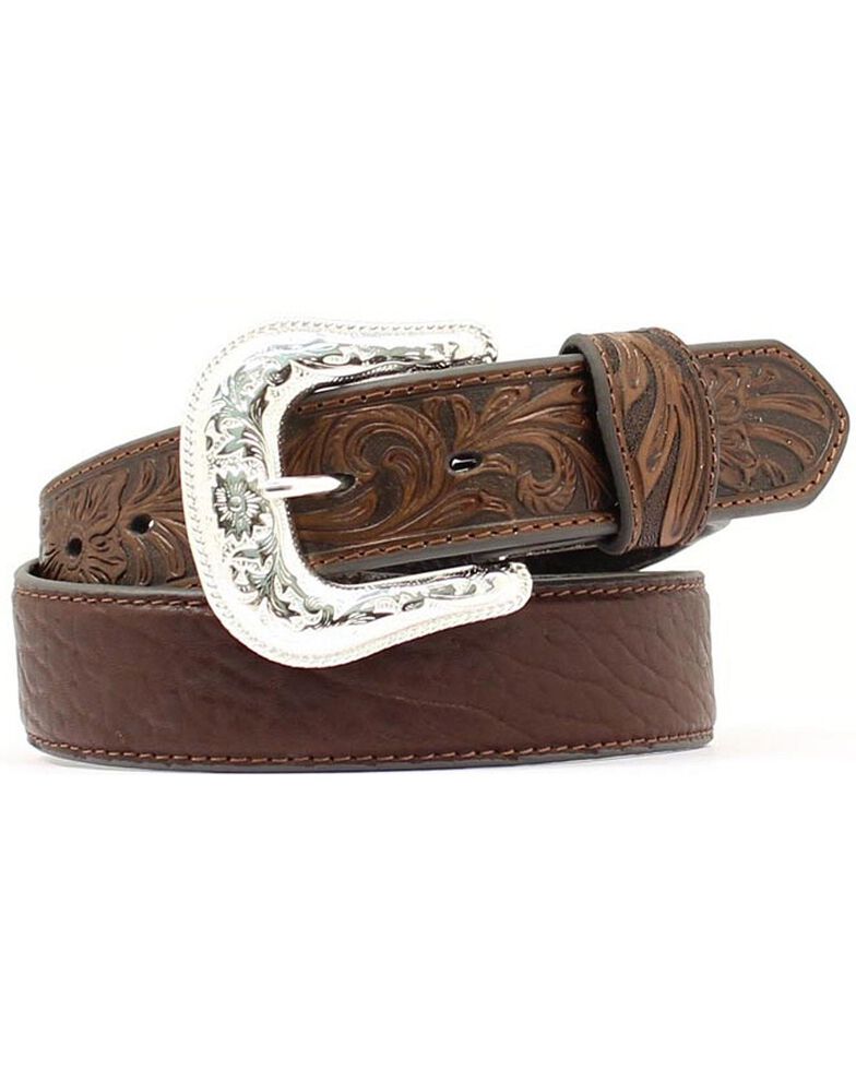 Nocona Bullhide & Tooled Leather Belt, Brown, hi-res