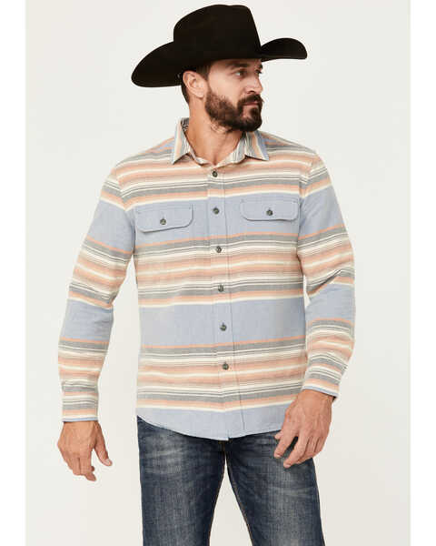 Pendleton Men's Beach Shack Plaid Print Long Sleeve Button-Down Western Shirt , Indigo, hi-res