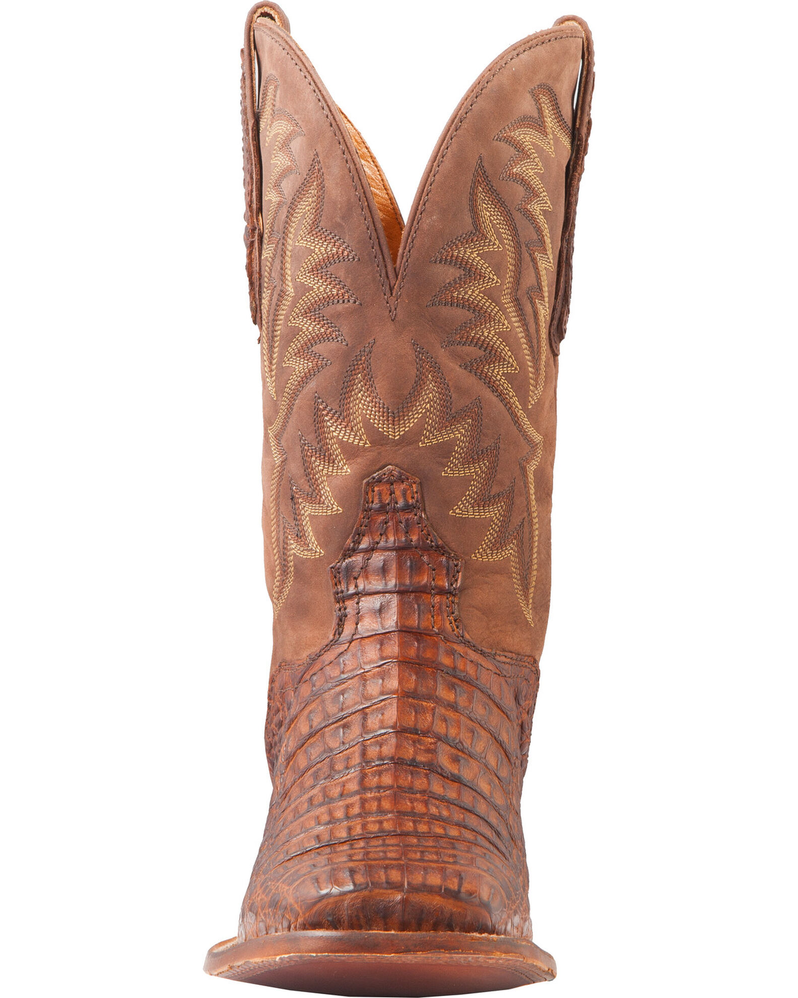 Image #10 - El Dorado Men's Handmade Caiman Back Brass Stockman Boots - Broad Square Toe, Bronze, hi-res