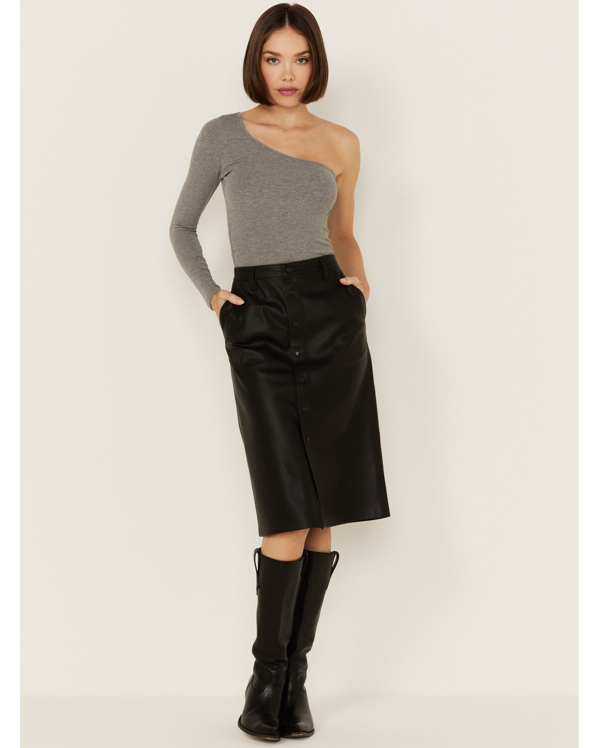 Image #1 - Levi's Premium Women's Faux Leather Icon Pencil Skirt, Black, hi-res