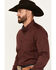 Image #2 - Cody James Men's Williams Mini Floral Print Long Sleeve Button-Down Stretch Western Shirt, Burgundy, hi-res