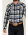 Image #3 - Blue Ranchwear Men's Finney Plaid Print Long Sleeve Snap Western Shirt, Indigo, hi-res