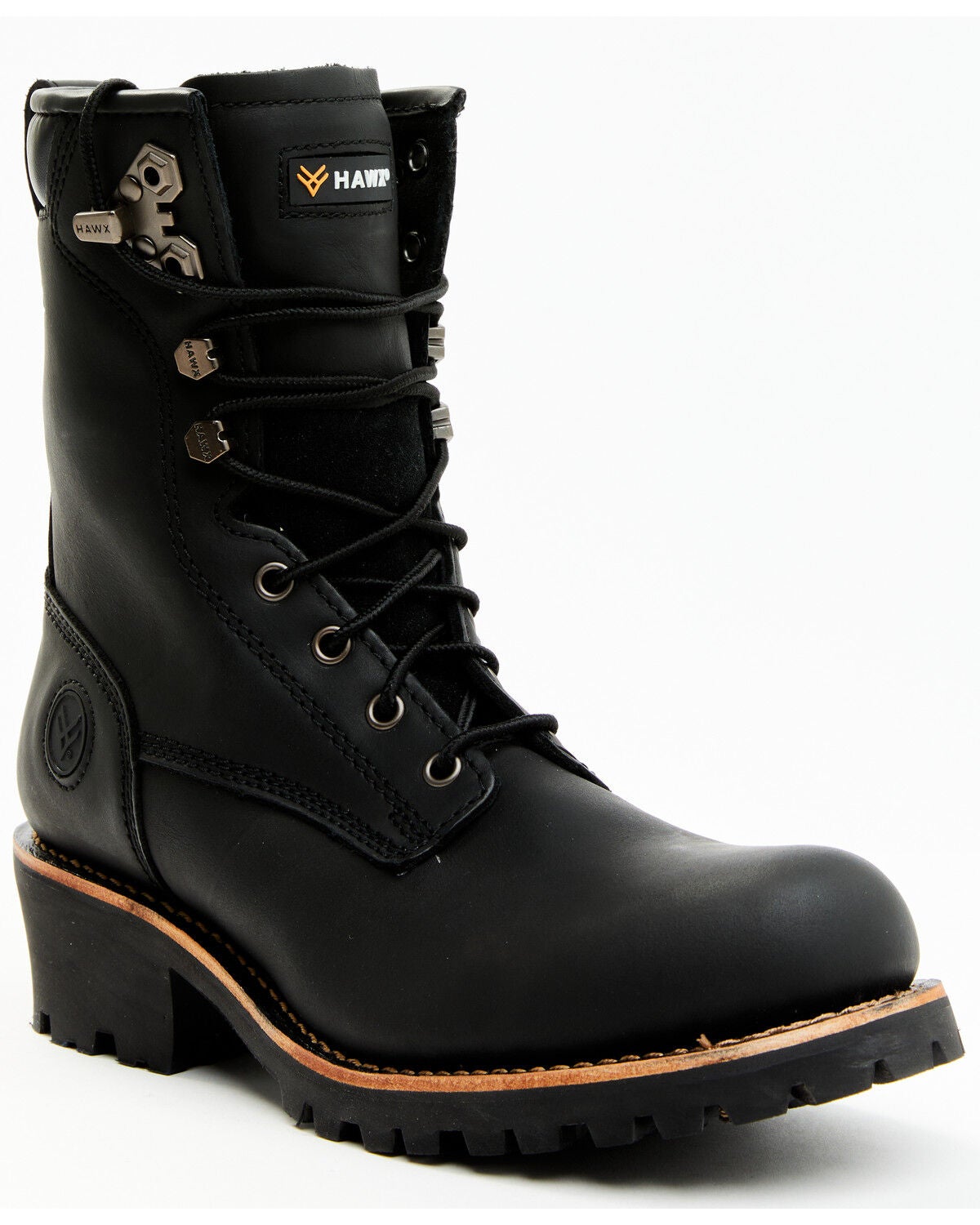 Hawx Men's 8" Logger Work Boots - Soft Toe, Black, hi-res
