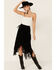 Scully Women's Suede Leather Fringe Skirt, Black, hi-res