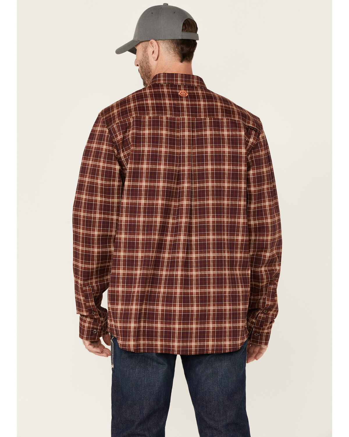 Image #4 - Hawx Men's FR Plaid Print Long Sleeve Button Down Work Shirt - Tall, Red, hi-res