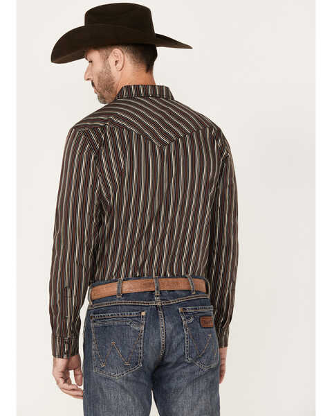 Image #4 - Gibson Men's Hideout Striped Long Sleeve Snap Western Shirt, Black, hi-res