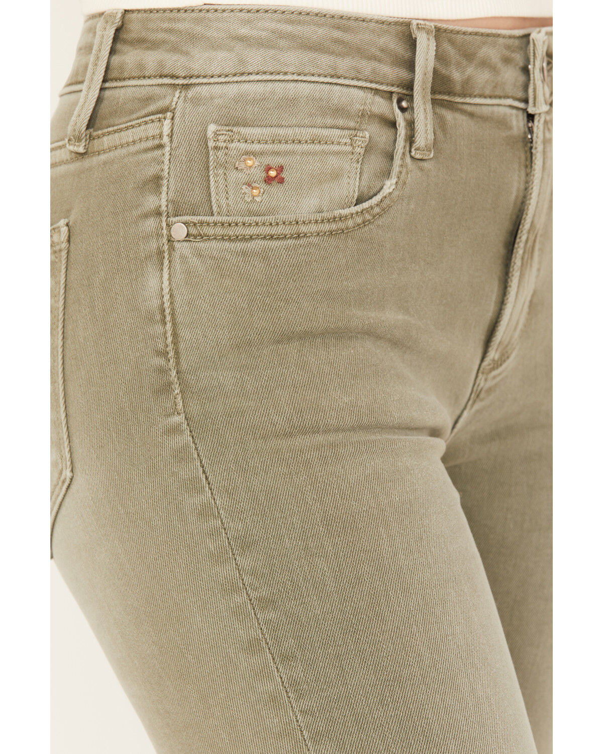 Image #2 - Driftwood Women's Tweddle Dum Roxy Cropped Jeans, Olive, hi-res