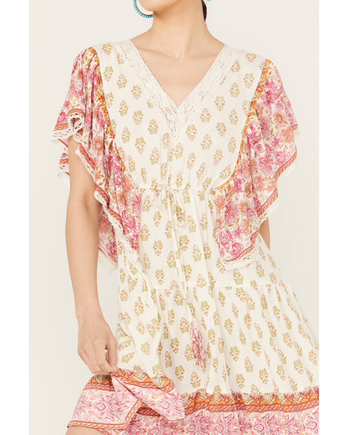 Image #3 - Angie Women's Border Print Mini Dress, Ivory, hi-res