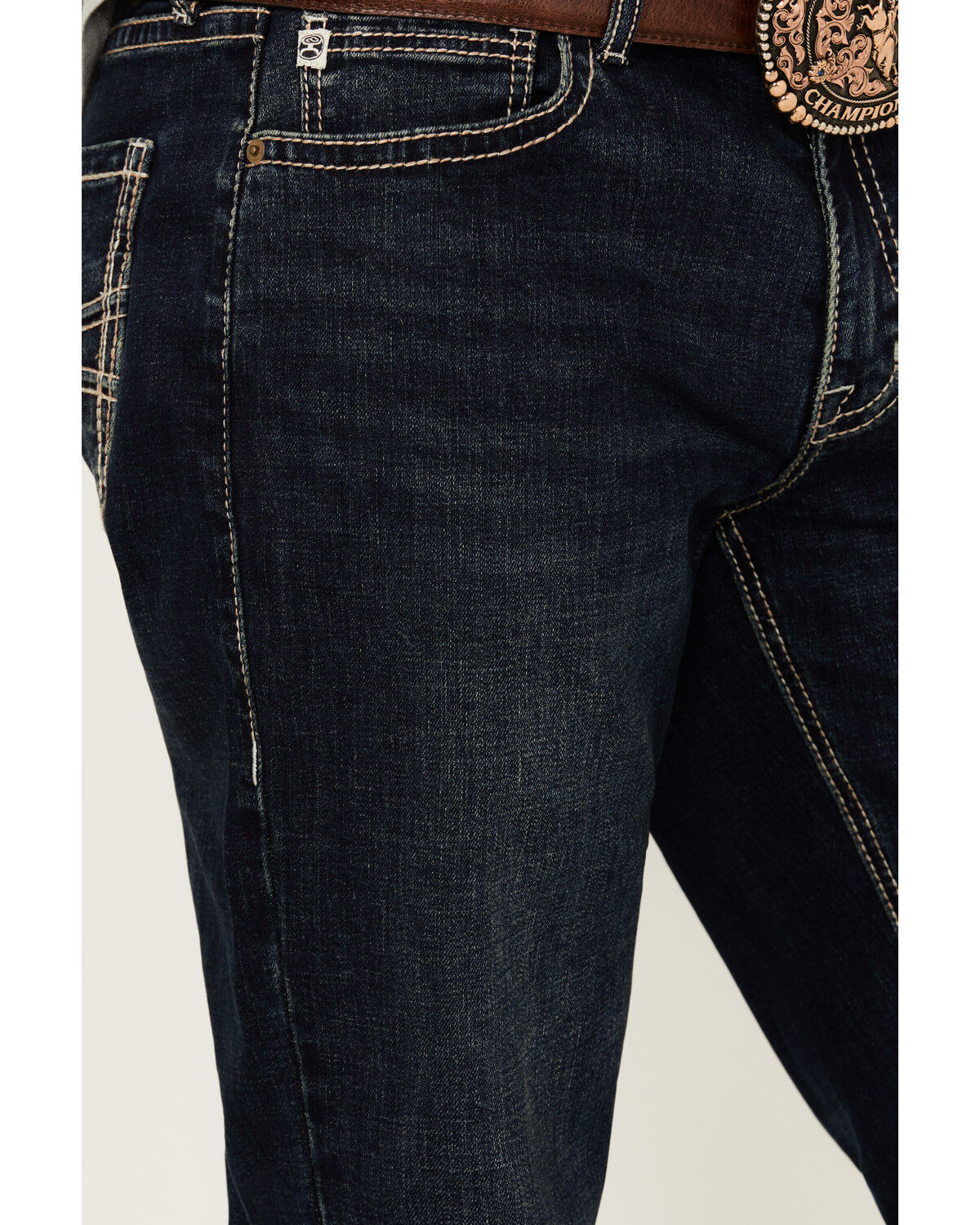Image #2 - Hooey by Rock & Roll Denim Men's Double Barrel Dark Wash Relaxed Stack Bootcut Reflex Stretch Denim Jeans, Dark Wash, hi-res
