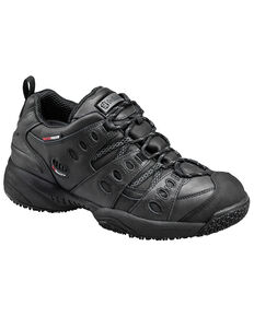 SkidBuster Men's Non-Slip Waterproof Leather Work Shoes, Black, hi-res
