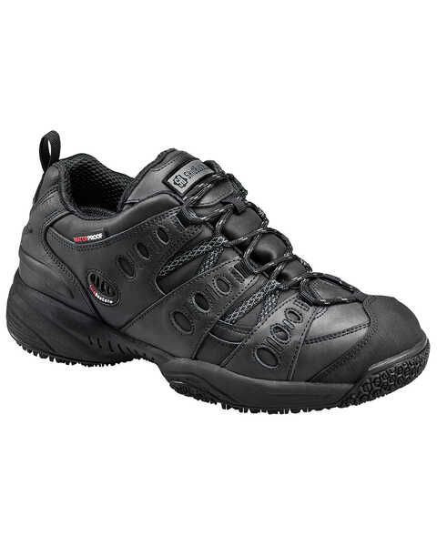 Image #1 - SkidBuster Men's Non-Slip Waterproof Leather Work Shoes - Round Toe, Black, hi-res