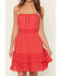 Image #3 - Miss Me Women's Sleeveless Eyelet Trim Mini Dress, Red, hi-res