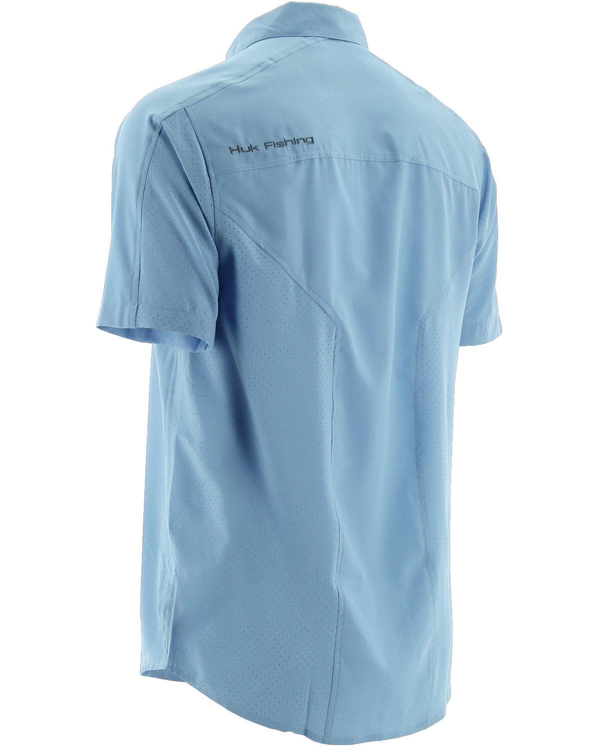 Image #2 - Huk Performance Fishing Men's Next Level Woven Short Sleeve Shirt, Light Blue, hi-res