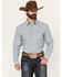 Image #1 - Blue Ranchwear Men's Bennet Striped Print Long Sleeve Snap Western Shirt, Light Blue, hi-res