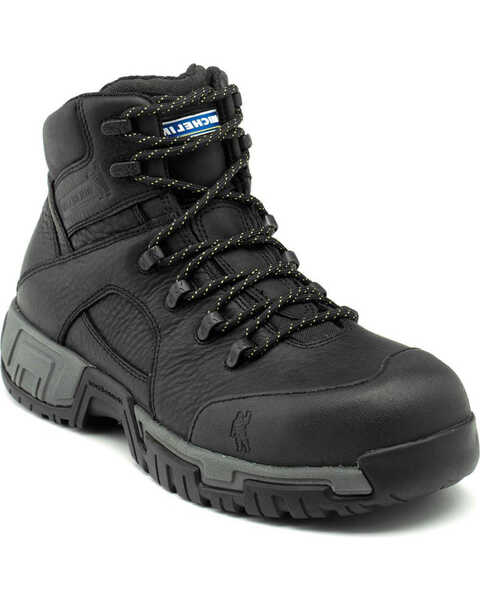 Image #1 - Michelin Men's HydroEdge Puncture Resistant Waterproof Work Boots - Steel Toe, Black, hi-res