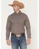 Image #1 - RANK 45® Men's Kings Canyon Micro Geo Print Long Sleeve Button-Down Stretch Western Shirt, Burgundy, hi-res