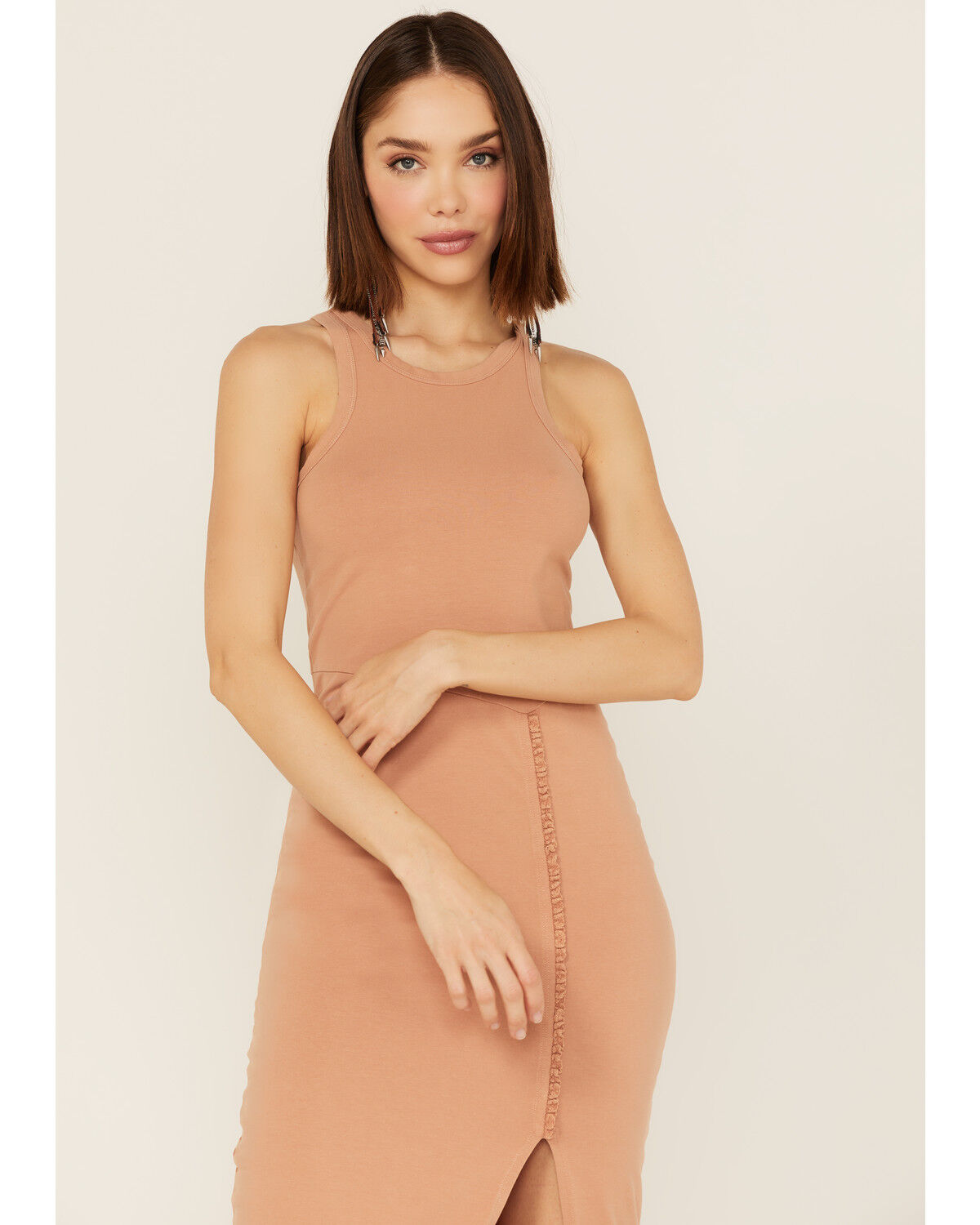 Image #2 - Cleo + Wolf Women's Split Side Tank Midi Dress, Beige/khaki, hi-res