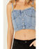 Image #3 - Vibrant Denim Women's Medium Wash Button Front Studded Corset Top, Medium Wash, hi-res