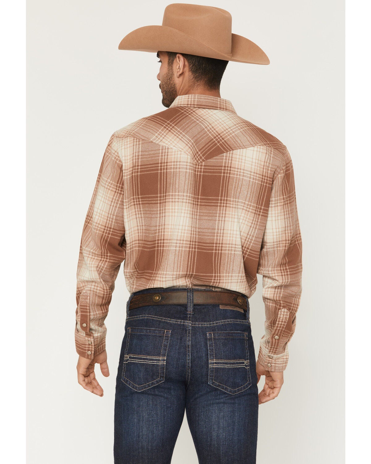 Image #4 - Cody James Men's Smoke Mountain Plaid Print Long Sleeve Snap Flannel Shirt, Lt Brown, hi-res