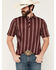 Image #1 - Ferrell Men's Hays Striped Print Short Sleeve Snap Stretch Polo Shirt, Maroon, hi-res