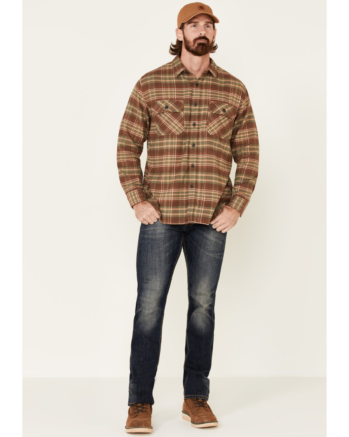 Image #2 - Pendleton Men's Tan Burnside Plaid Long Sleeve Western Flannel Shirt, Tan, hi-res