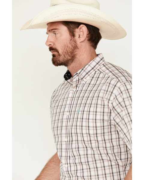 Image #2 - Ariat Men's Wrinkle Free Sage Plaid Print Shirt Sleeve Button-Down Western Shirt - Big , Peach, hi-res