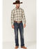Image #2 - Roper Men's Saddle Large Plaid Print Long Sleeve Button Down Western Shirt, Tan, hi-res