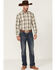 Image #2 - Roper Men's Saddle Large Plaid Print Long Sleeve Button Down Western Shirt , Tan, hi-res