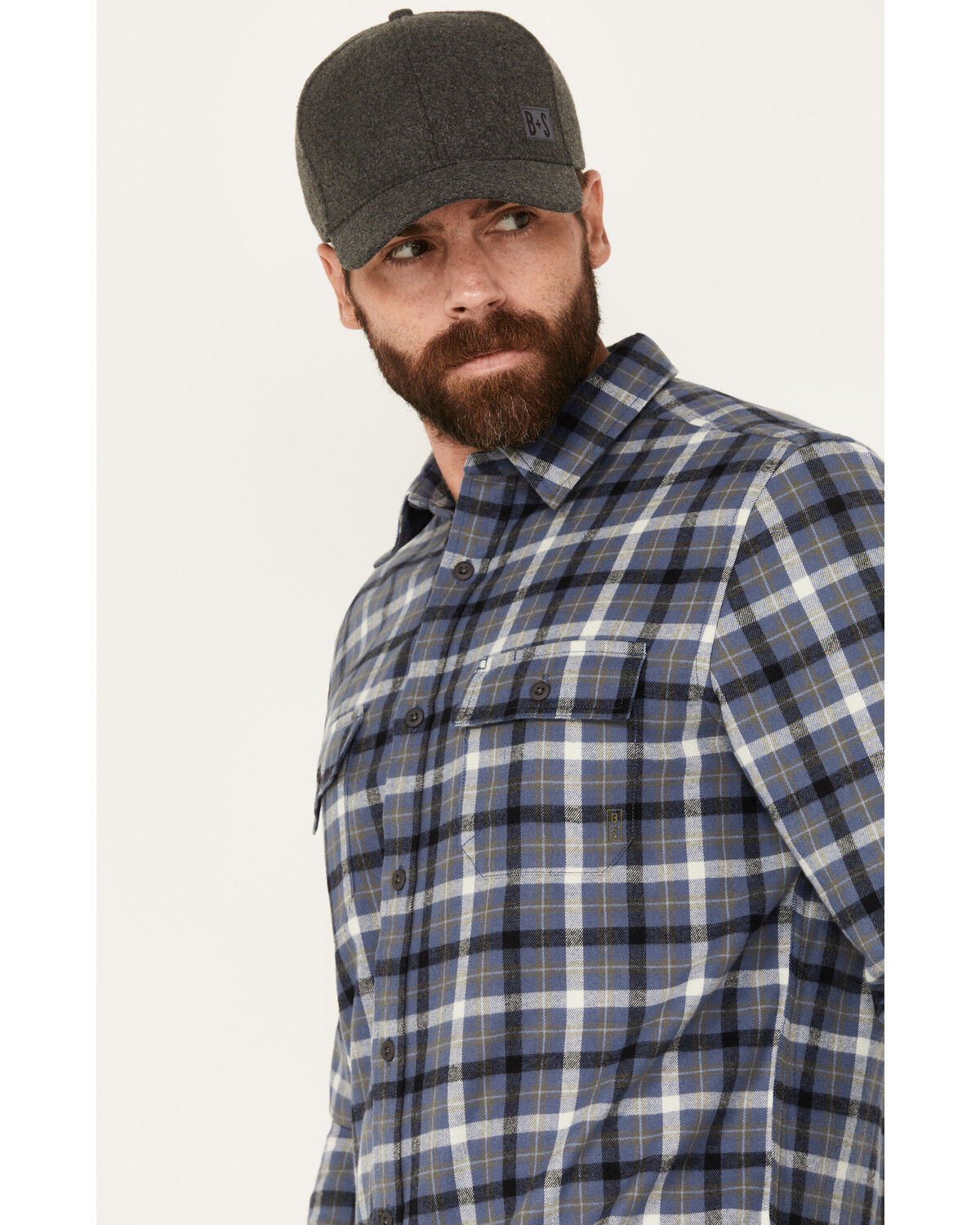 Image #2 - Brothers and Sons Men's Bosque Everyday Plaid Print Long Sleeve Button Down Flannel Shirt, Indigo, hi-res