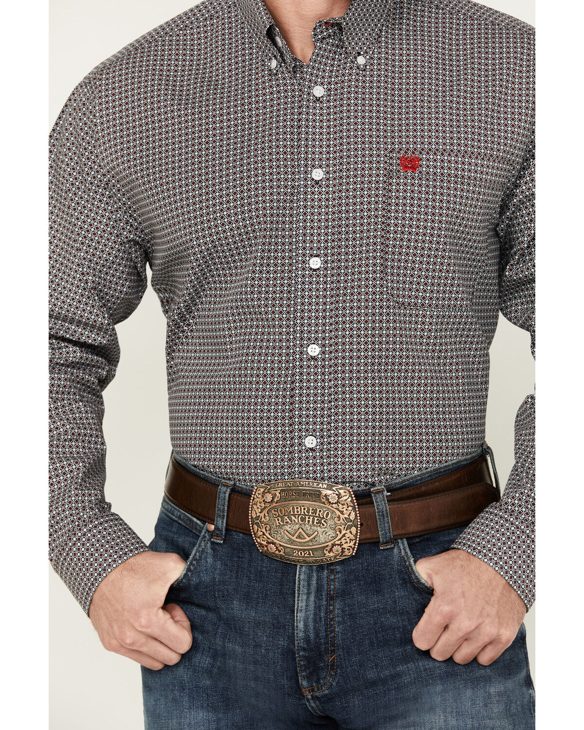 Image #3 - Cinch Men's Geo Print Long Sleeve Button-Down Western Shirt, Black, hi-res