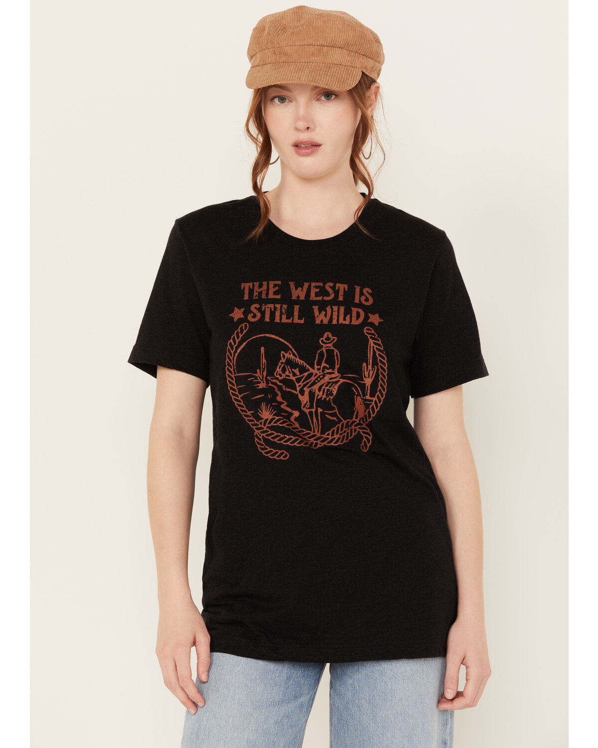 Image #1 - Ali Dee Women's The West is Still Wild Graphic Tee, Black, hi-res