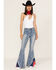 Image #1 - Rock & Roll Denim Women's Medium Wash High Rise Star Print Flare Jeans, Medium Wash, hi-res