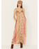 Image #1 - By Together Women's Floral Print V Neck Sleeveless Maxi Dress, Coral, hi-res