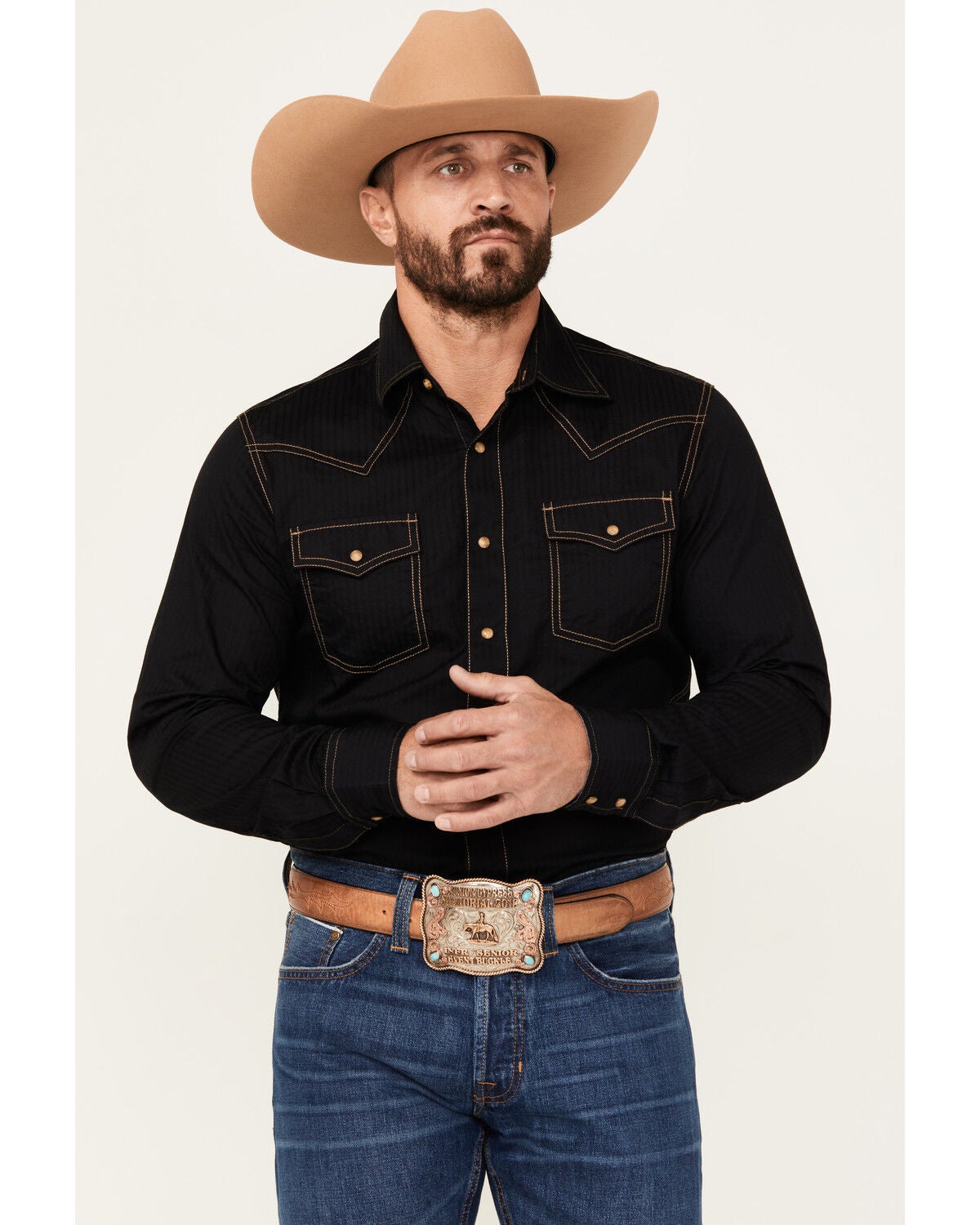 mens western shirt black