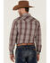 Image #4 - Rough Stock By Panhandle Men's Ombre Plaid Print Long Sleeve Pearl Snap Western Shirt , Maroon, hi-res