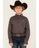 Image #1 - Ariat Boys' Logo Team Geo Print Long Sleeve Button-Down Western Shirt, Brown, hi-res