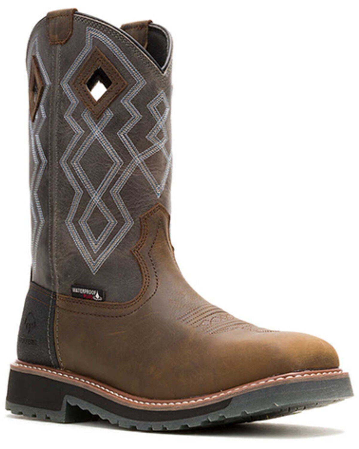Wolverine Men's Rancher Pro Waterproof Pull-On Work Boots - Nano Composite Toe, Grey, hi-res