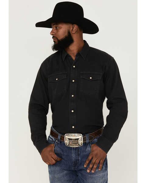 Ariat Men's Jurlington Retro Solid Snap Western Shirt , Charcoal, hi-res