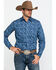Rock 47 By Wrangler Men's Indigo Denim Floral Print Long Sleeve Western Shirt , Blue, hi-res