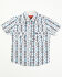 Image #1 - Rodeo Clothing Little Boys' Striped Southwestern Print Short Sleeve Snap Stretch Western Shirt, White, hi-res