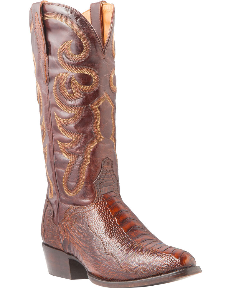 El Dorado Men's Handmade Ostrich Leg Brass Western Boots Medium Toe