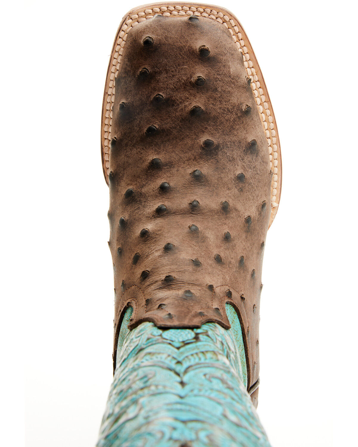 Image #6 - Tanner Mark Women's Ostrich Print Western Boots - Broad Square Toe, Brown, hi-res