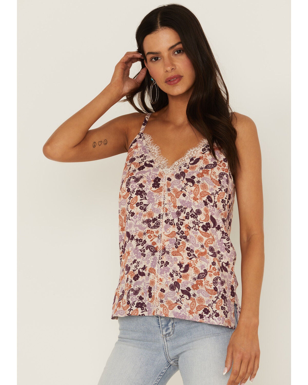 Idyllwind Women's Lurex Little Lace Tank Top, Lavender, hi-res