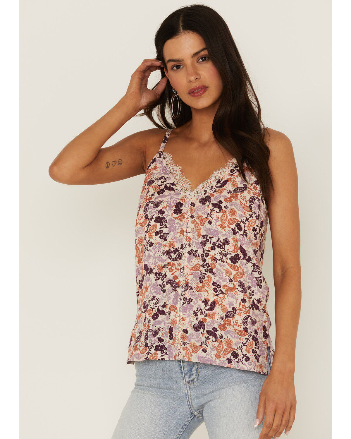 Image #1 - Idyllwind Women's Lurex Little Lace Tank Top, Lavender, hi-res