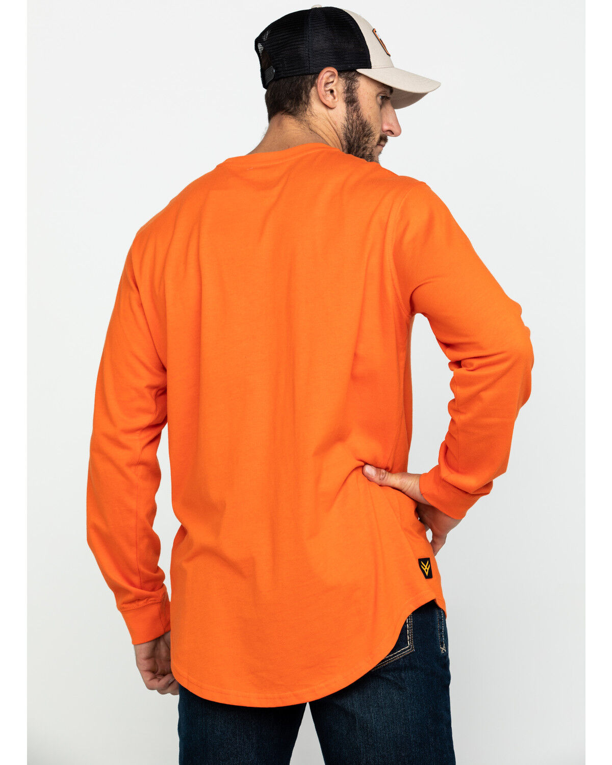 Image #2 - Hawx Men's Orange Logo Long Sleeve Work T-Shirt, Orange, hi-res
