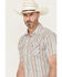 Image #2 - Panhandle Men's Southwestern Striped Short Sleeve Snap Western Shirt, Grey, hi-res